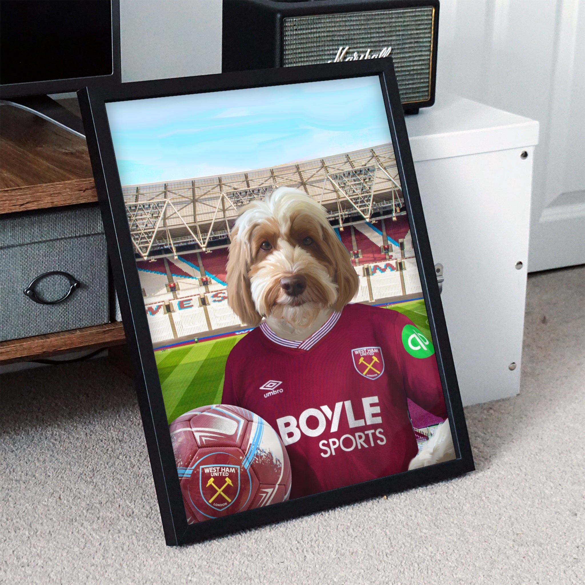 Your Pet in a West Ham 25/26 Home Shirt