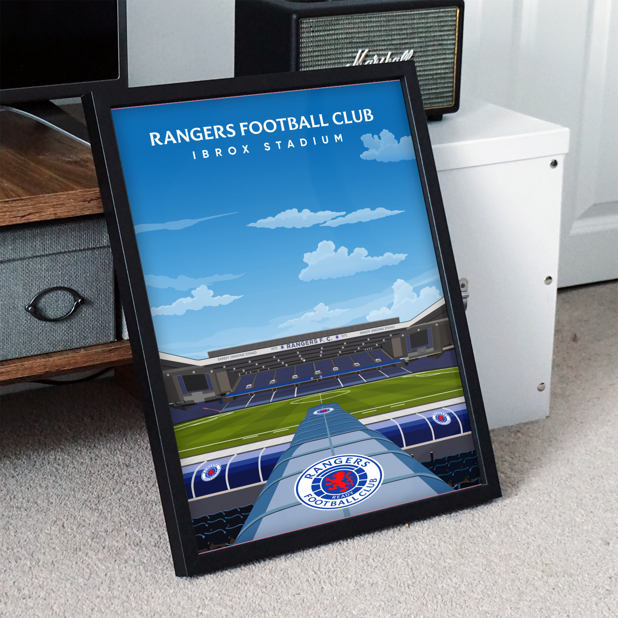 Rangers FC Ibrox Hand Drawn Stadium Design