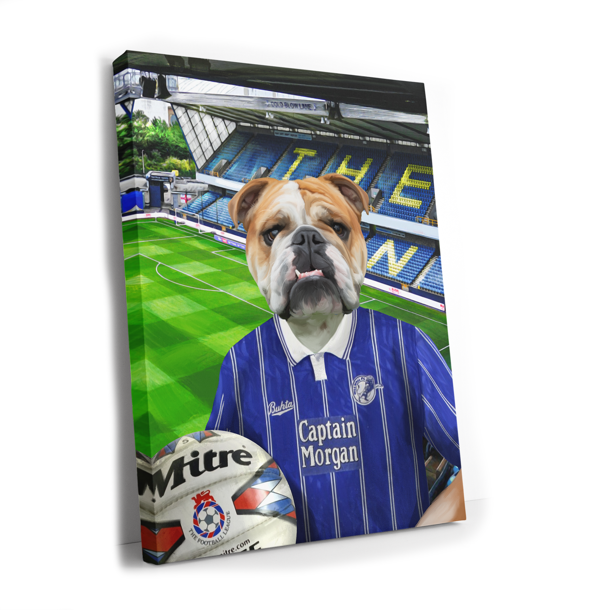 Your Pet in a Millwall 1993 Home Shirt inside the Den