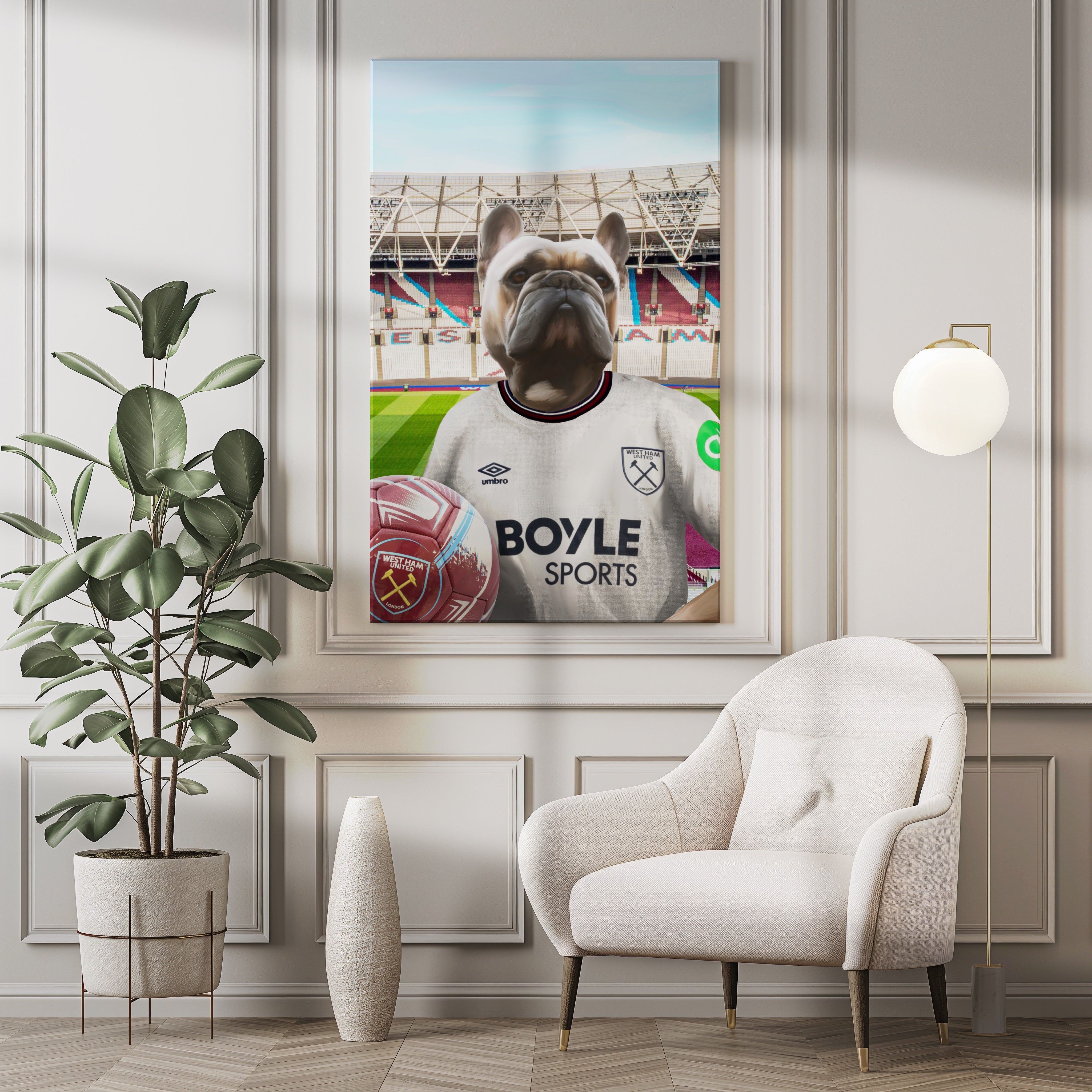 Your Pet in a West Ham 25/26 Away Shirt