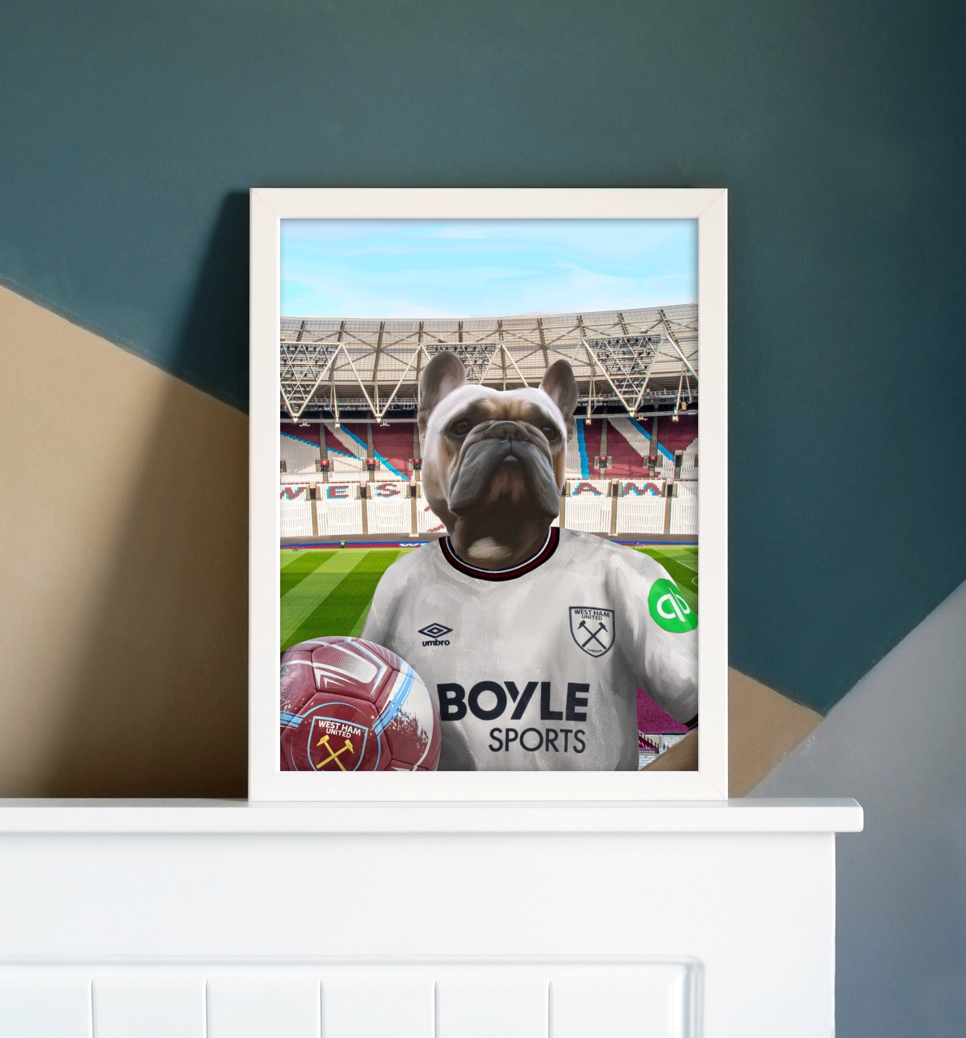 Your Pet in a West Ham 25/26 Away Shirt