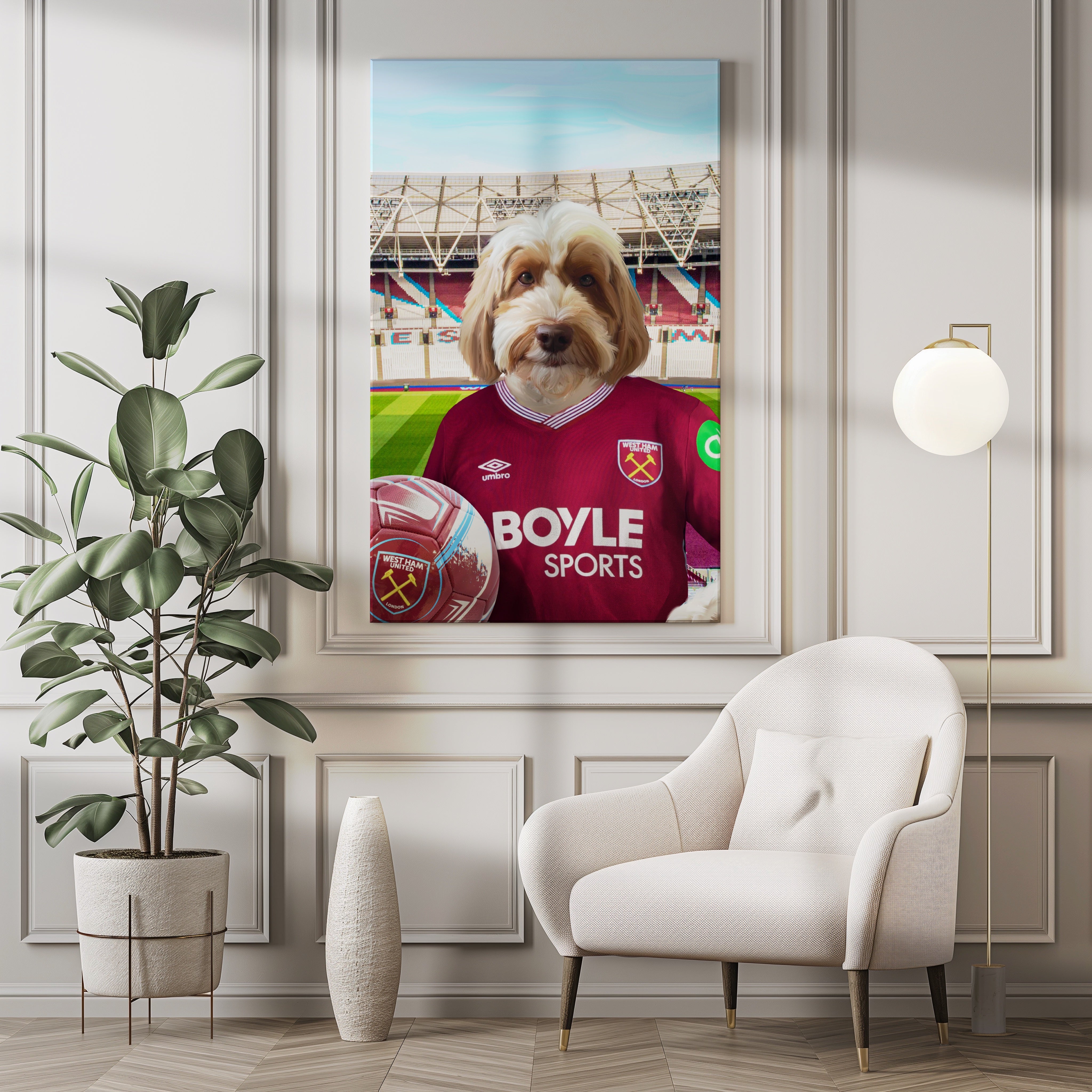 Your Pet in a West Ham 25/26 Home Shirt