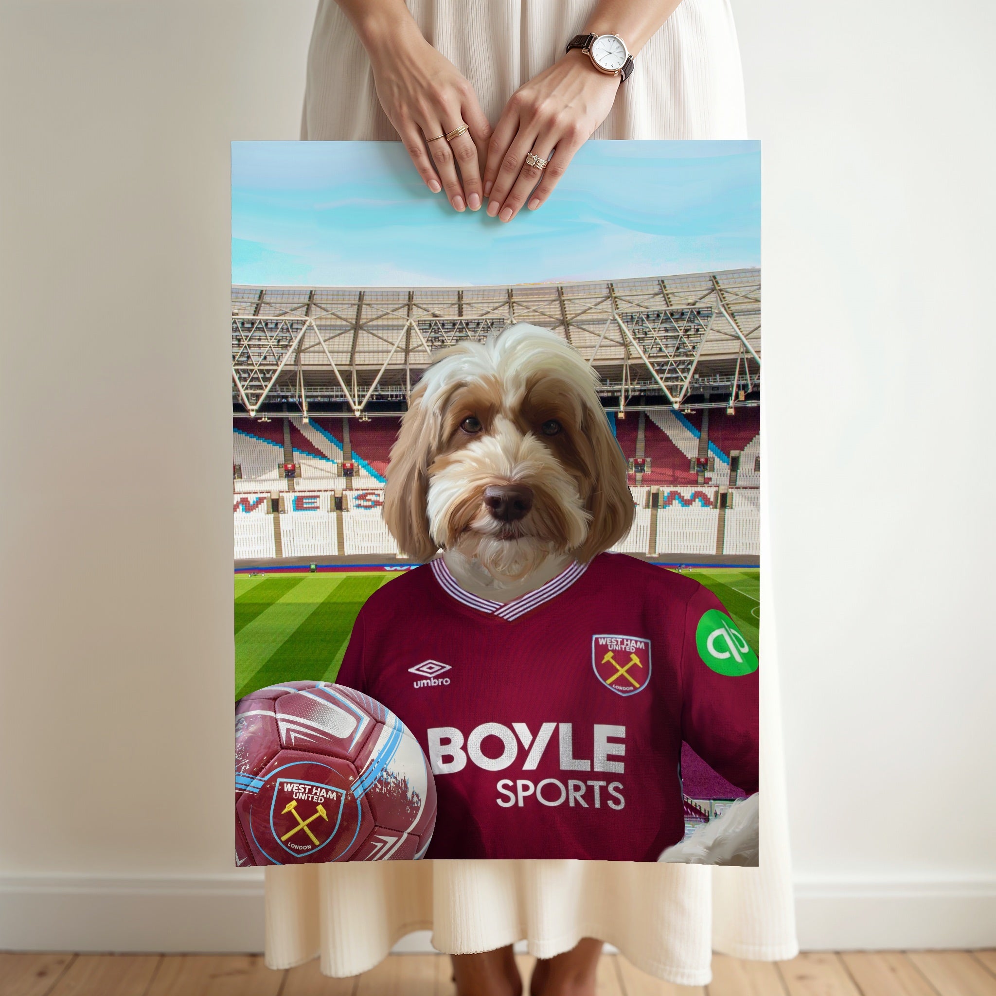 Your Pet in a West Ham 25/26 Home Shirt