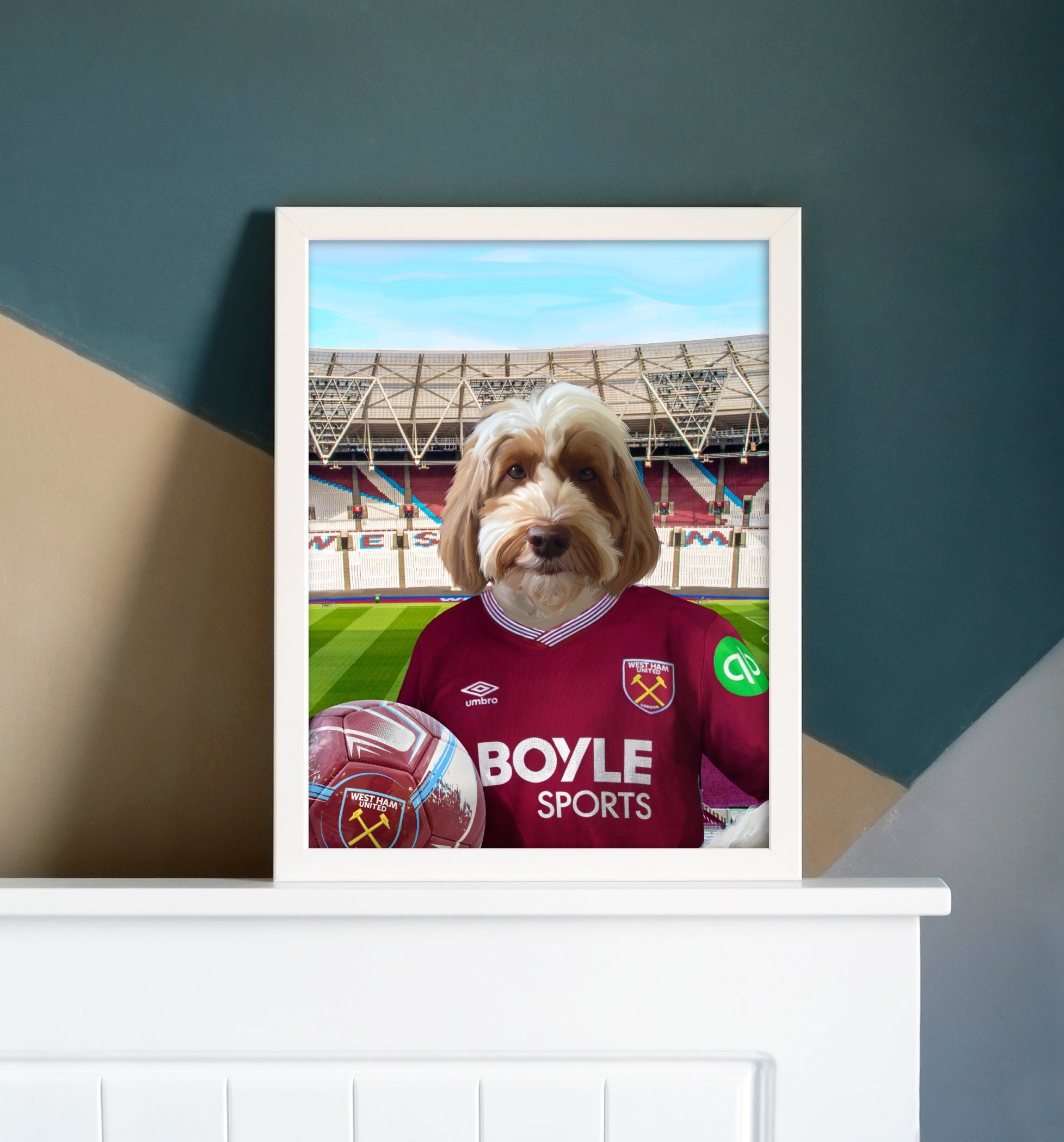 Your Pet in a West Ham 25/26 Home Shirt