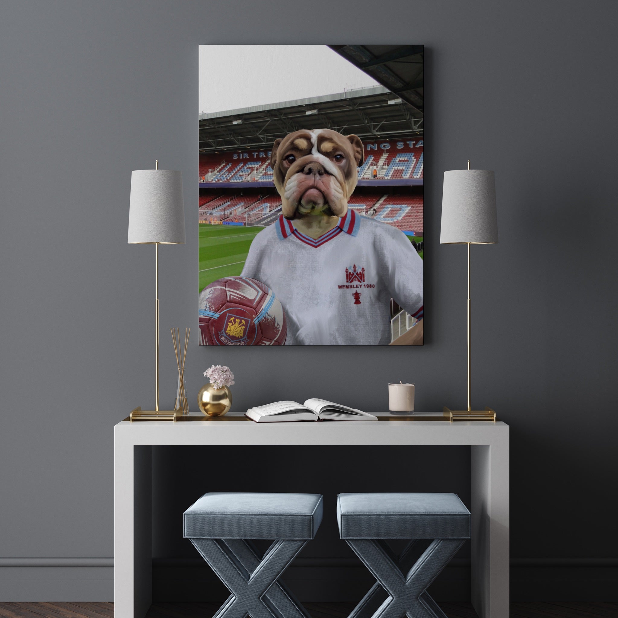 Your Pet in a West Ham 1980 Away Retro Shirt