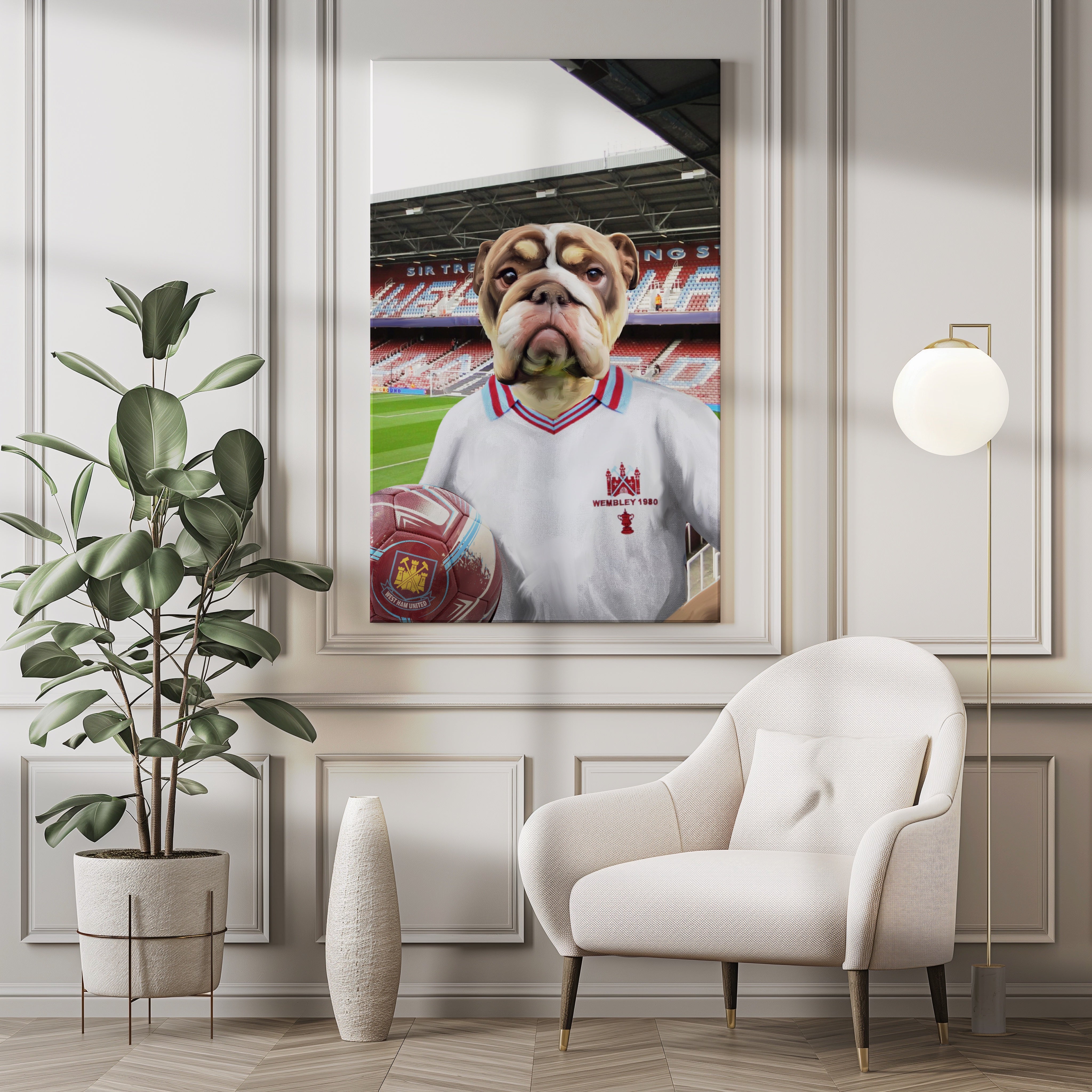 Your Pet in a West Ham 1980 Away Retro Shirt