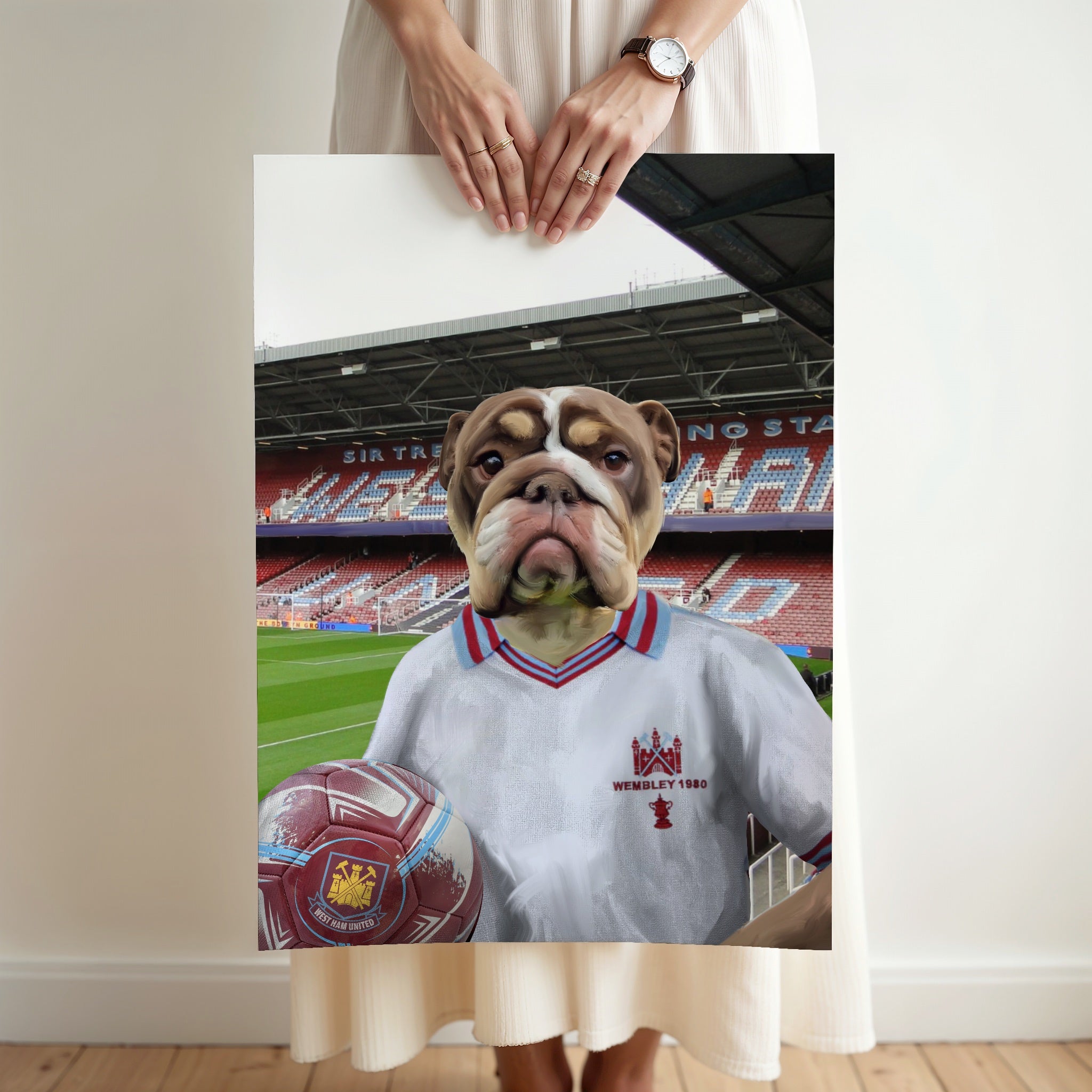 Your Pet in a West Ham 1980 Away Retro Shirt