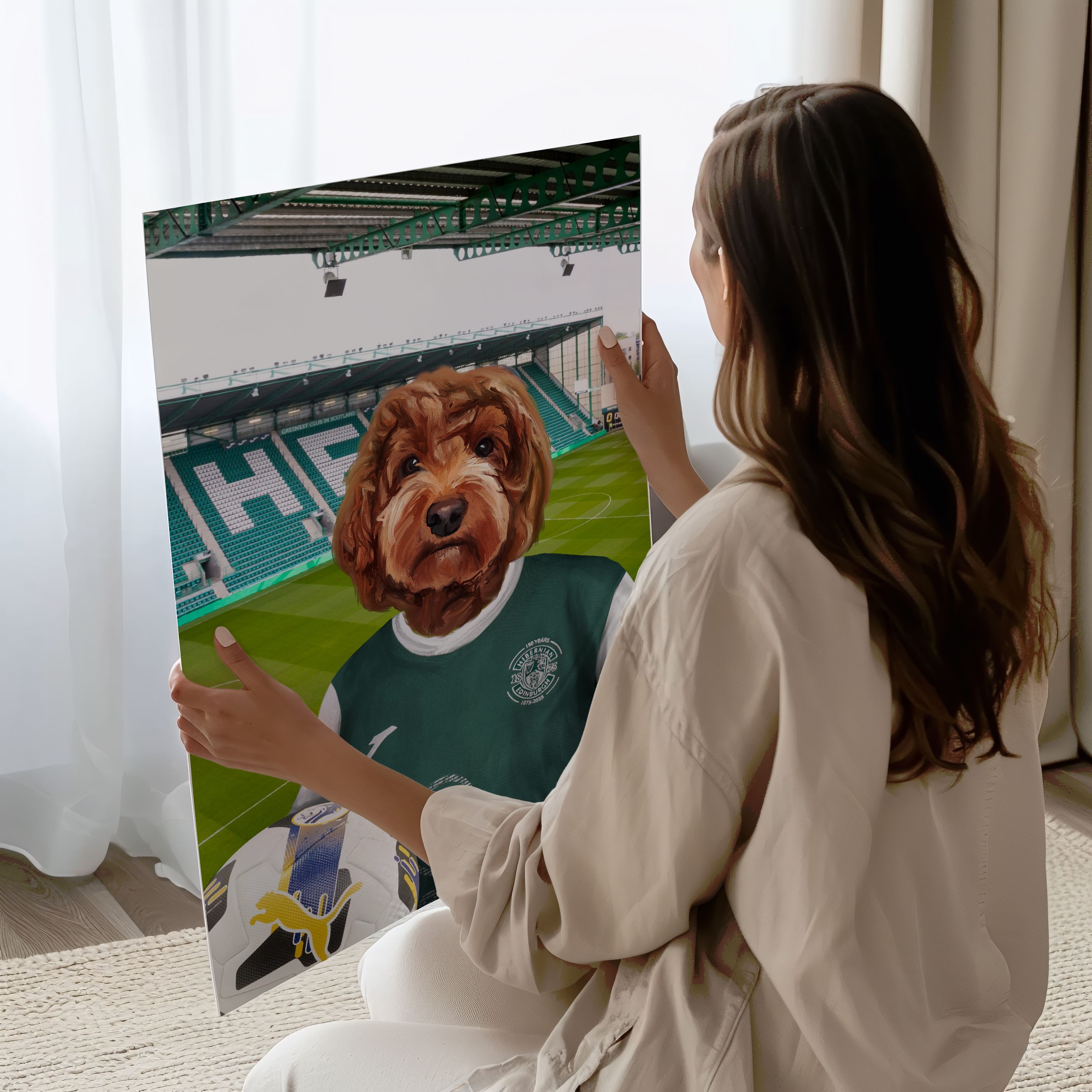 Your Pet in a Hibernian 25/26 Home Shirt