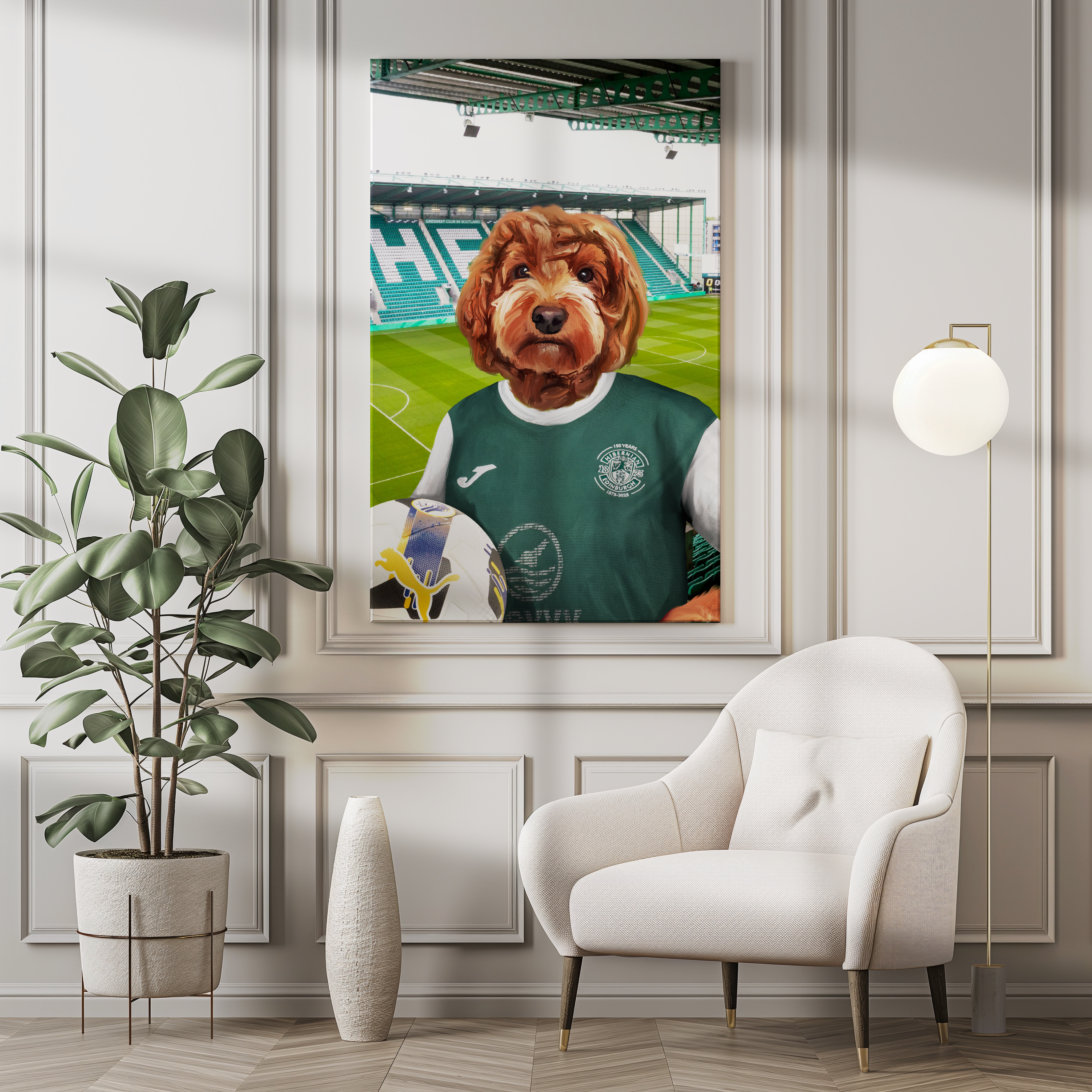 Your Pet in a Hibernian 25/26 Home Shirt