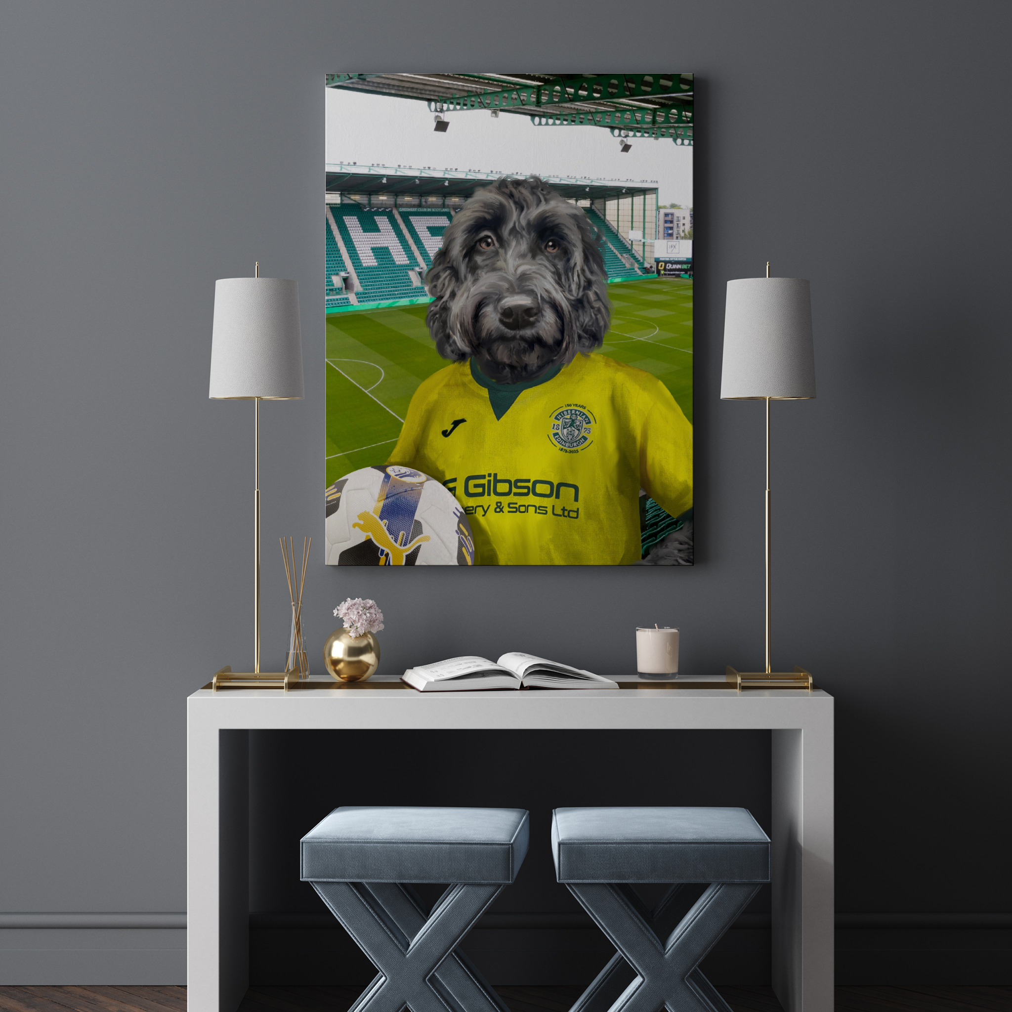 Your Pet in a Hibernian 25/26 Away Shirt