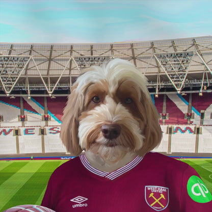 Your Pet in a West Ham 25/26 Home Shirt