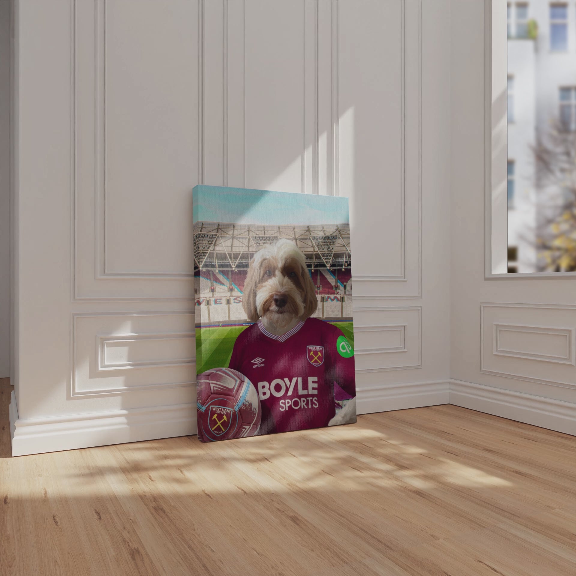 Your Pet in a West Ham 25/26 Home Shirt